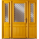 Porte d'entrée bois vitrée et grille décorative