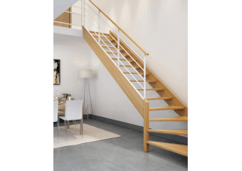 Escalier bois-acier 1/4 tournant