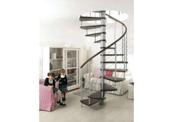 Escalier colimaçon ajustable bois-acier