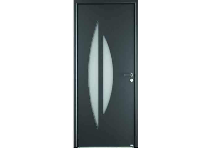 Porte d'entrée mixte avec 2 vitrages demi-lune